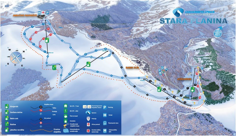 Stara planina mapa ski staze